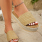 Beige Boho Woven Non-slip Wedge Slippers