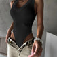 V Neck Sleeveless Bodysuit Sexy Slim Fit Ribbed Tank Body Suits