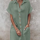 Buttoned Pocket Design Casual Shirt Dress