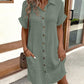 Buttoned Pocket Design Casual Shirt Dress