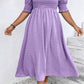 Wisteria Swiss Dot Smocked Frilled Neckline Short Sleeve Plus Size Dress
