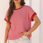 Pink Stripe Knitted Round Neck T Shirt