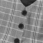 2 Pieces Plaid Print V Neck Button Front Sleeveless Tank with Lining and Casua Strechy Waist Pocket Design Slim Fit Pants Set