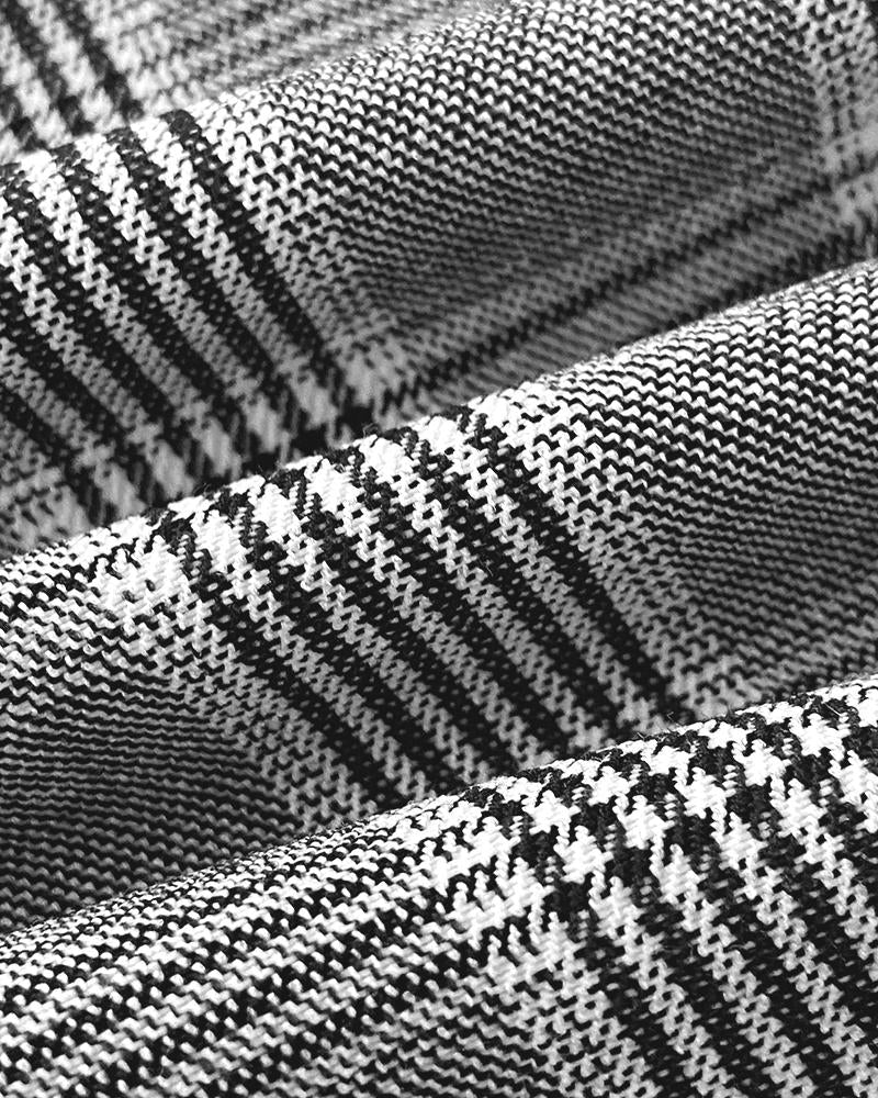 2 Pieces Plaid Print V Neck Button Front Sleeveless Tank with Lining and Casua Strechy Waist Pocket Design Slim Fit Pants Set