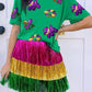 Bright Green Mardi Gras Sequin Patched Graphic Tee
