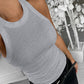 O Neck Sleeveless Basic Slim Fit Skinny Tank Casual Top(Without Pads)