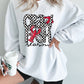 White Crawfish Season Checkered Letter Graphic Corded Sweatshirt