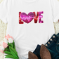White Heart LOVE Patched Pattern Crewneck Valentines T Shirt