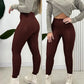 ChicMe CurveEase PU Leather Leggings High Waist Curved Fleece Lined Tights Casual Pants