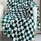 Dark Green Checkerboard Printed Soft Throw Blanket 120*200cm