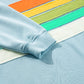 Beau Blue Rainbow Colorblock Striped Pullover Sweatshirt