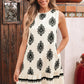 Beige Geometric Printed Sleeveless Hollowed Bowknot Back Mini Dress