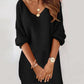 Plain V Neck Fluffy Casual Dress