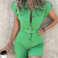 Buttoned Buttoned Turn down Collar Romper