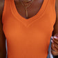 V Neck Sleeveless Ribbed Basics Knit Tank Top