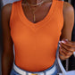 V Neck Sleeveless Ribbed Basics Knit Tank Top