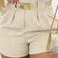 High Waist Ruched Shorts Casual Loose Fit Pocket Design Summer Shorts