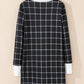Black Plaid Colorblock Edge Open Cardigan with Pocket
