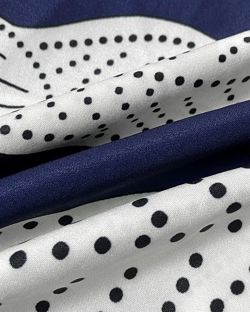 2 Pieces Outfit Floral Print Halter Spaghetti Strap Top Floral Print Lace up Backless Dress