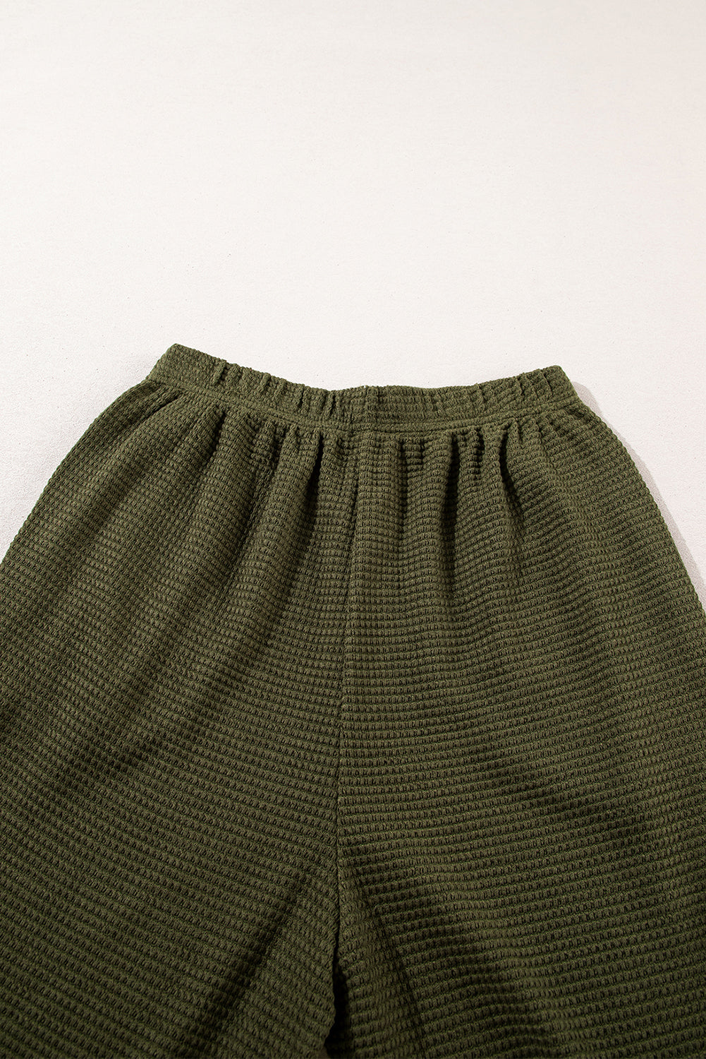 Four Leaf Clover Solid Color Textured Buttoned Shirt and Casual Pants Set