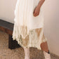 Beige Lace Cascading Tiered High Waist Maxi Skirt