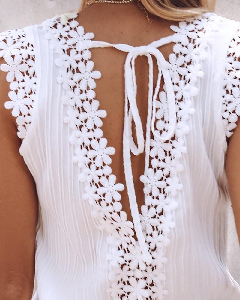 Contrast Lace Tied Detail Top
