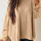 Apricot Cable Knit Drop Shoulder Side Slits Loose Sweater