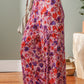 Purple Floral Wide Leg Elastic High Waist Pants