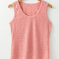 Fushia Solid Color Textured U Neck Slim Tank Top