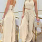 2 Piece O Neck Sleeveless Crisscross Crop Top High Waist Wide Leg Pants Outfits Set