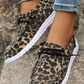 Coffee Lace-up Decor Leopard Canvas Shoes