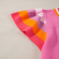 Bright Pink Contrast Flutter Sleeves Knitted Sweater T Shirt
