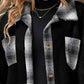 Plaid Print Pocket Design Long Sleeve Buttoned Teddy Coat Outfit