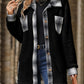 Plaid Print Pocket Design Long Sleeve Buttoned Teddy Coat Outfit