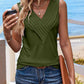V Neck Sleeveless Ruched Tank Casual Slim Fit Top