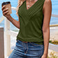 V Neck Sleeveless Ruched Tank Casual Slim Fit Top