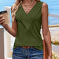 V Neck Sleeveless Ruched Tank Casual Slim Fit Top