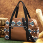 Coffee Western Aztec Print PU Leather Large Travel Duffel Bag