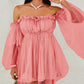 Off Shoulder Frill Trim Sheer Mesh Swing Dress