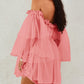 Off Shoulder Frill Trim Sheer Mesh Swing Dress