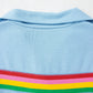 Sky Blue Rainbow Colorblock Collared Short Sleeve Top 2 Piece Shorts Set