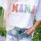 White MAMA Chenille Patched Crew Neck T Shirt