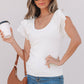 White Eyelet Ruffle Sleeve Slim Fitted Top