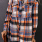 Multicolor Plaid Button Down Ruffled Shirt Jacket