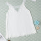White Delicate Lace Trim Flared Tank Top