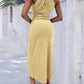 Halter Hollow out A Line Sleeveless Front Slit Ruched Maxi Dress Vacation Dress
