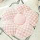 Pink Checkered Flower Shape Soft Sofa Cushion
