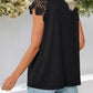 Contrast Lace Round Neck Short Sleeve Ruched Top Casual Slim Fit T Shirt