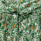 Green Flower Print Flutter Sleeve V Neck Sashed Ruffled Mini Dress