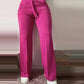 High Strechy Waist Drawstring Straight Leg Pants Casual Loose Fit Pants with Pockets